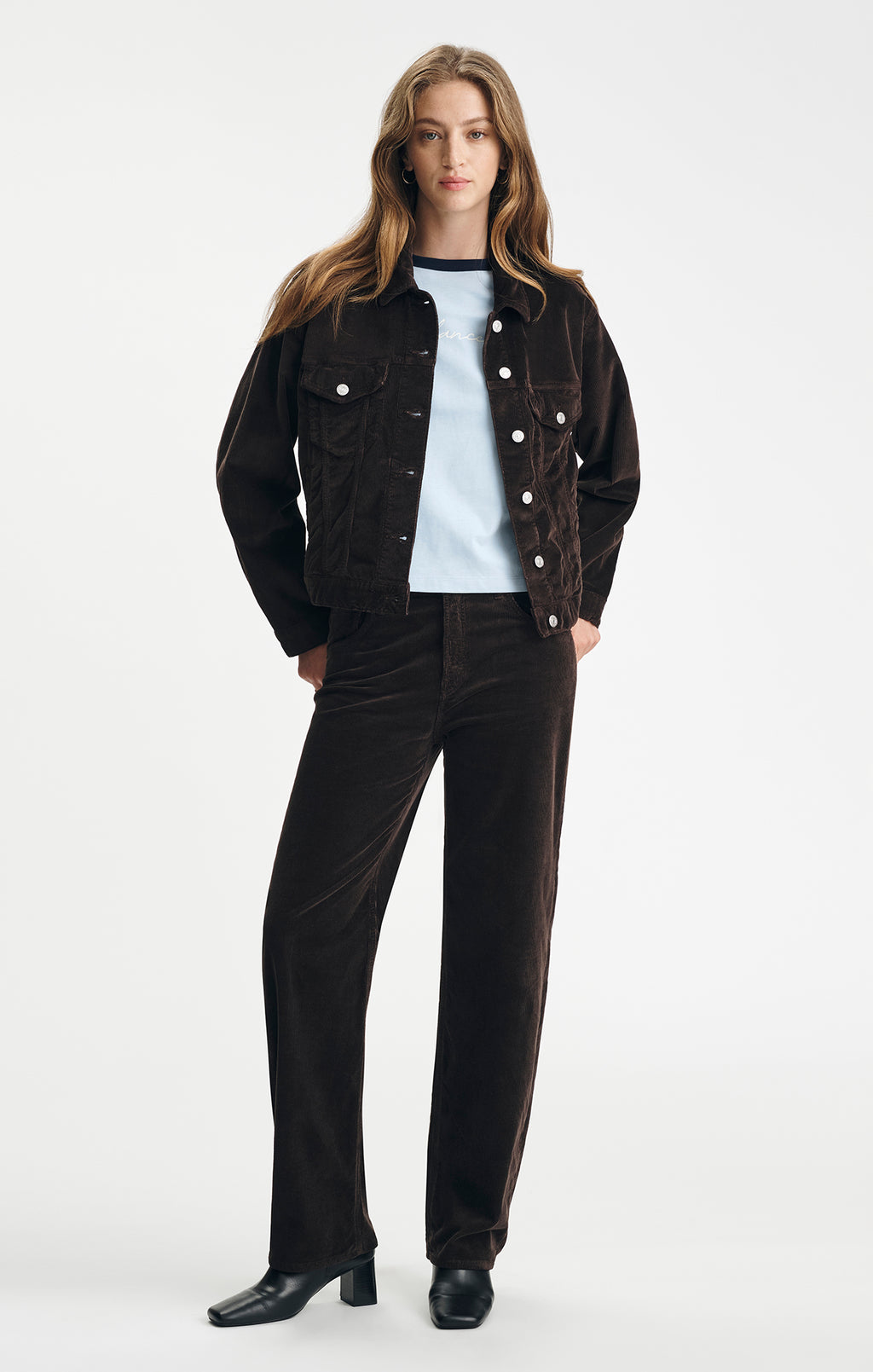 NICA BARREL IN DARK CHOCOLATE CORD - Mavi Jeans