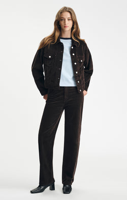 NICA BARREL IN DARK CHOCOLATE CORD - Mavi Jeans