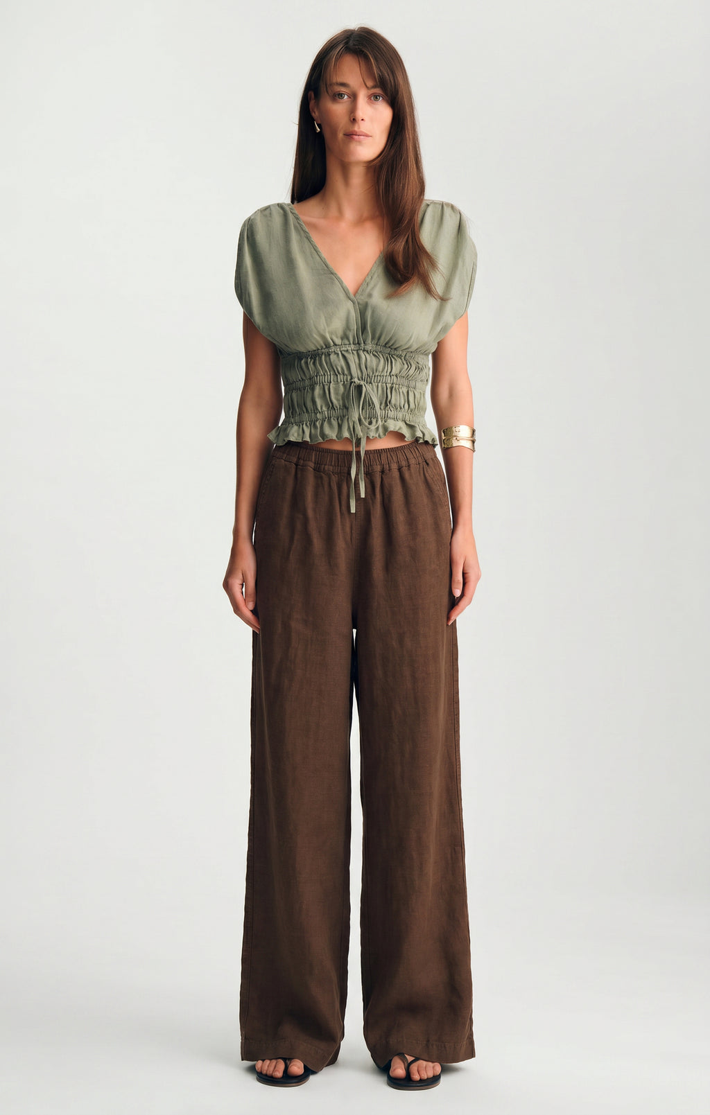 LINEN WIDE LEG PANTS IN CARAFE - Mavi Jeans