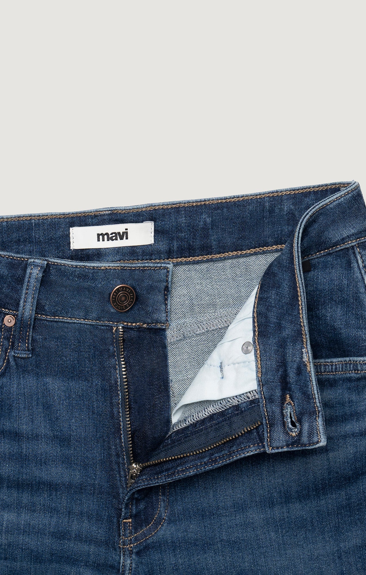 NEW YORK STRAIGHT LEG IN DARK BRUSHED FLEX BLUE - Mavi Jeans