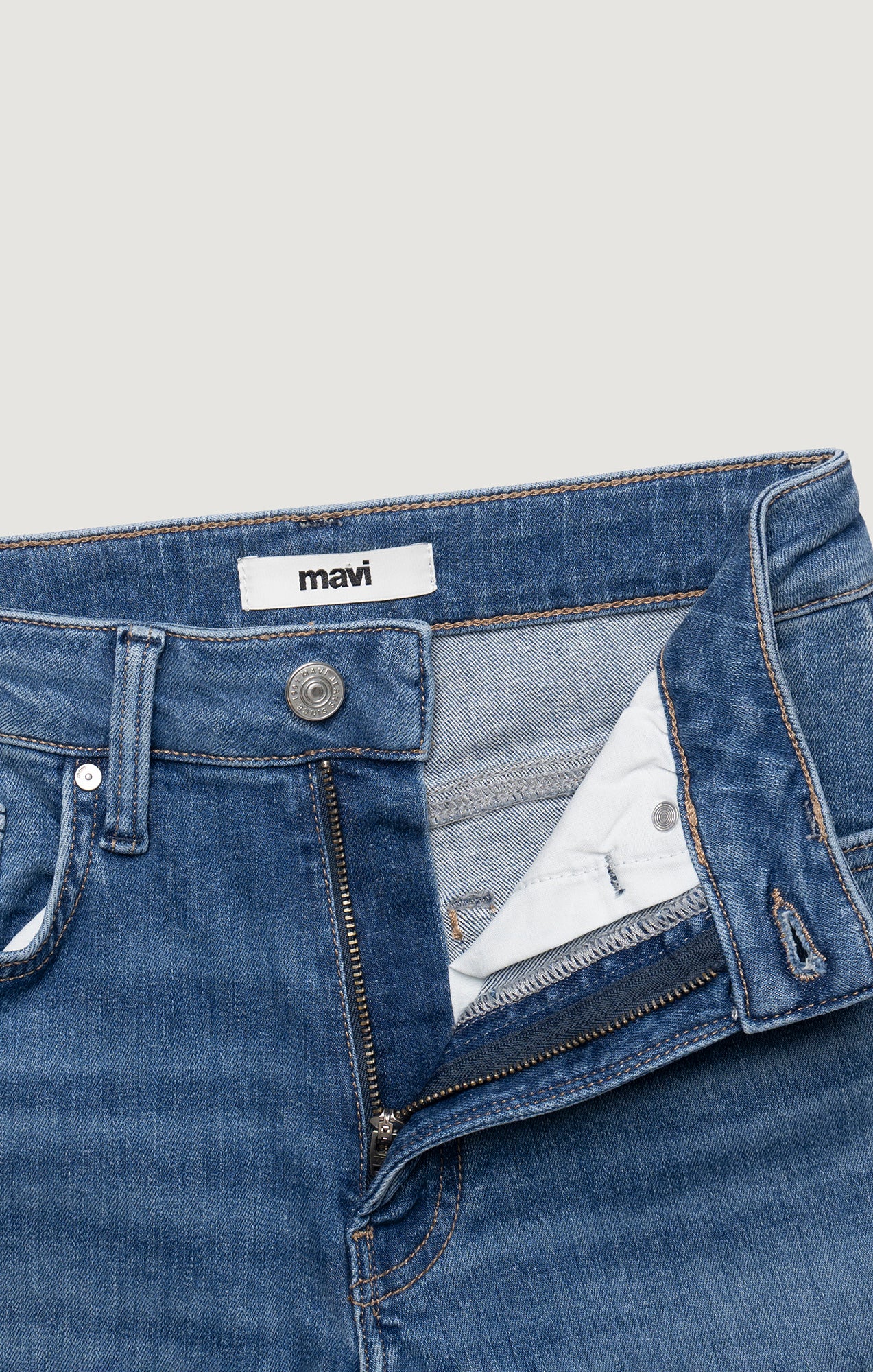 KENDRA STRAIGHT LEG IN MID BRUSHED FLEX BLUE - Mavi Jeans