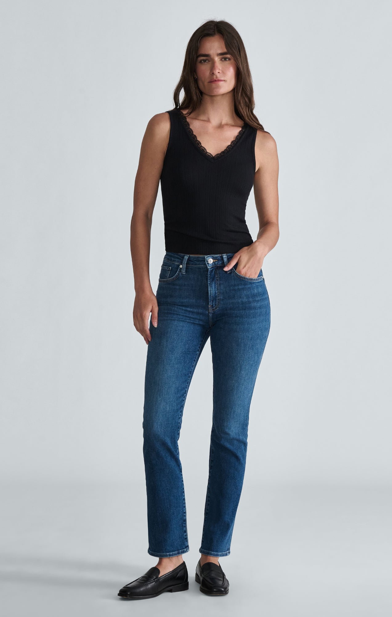 KENDRA STRAIGHT LEG IN MID BRUSHED FLEX BLUE - Mavi Jeans