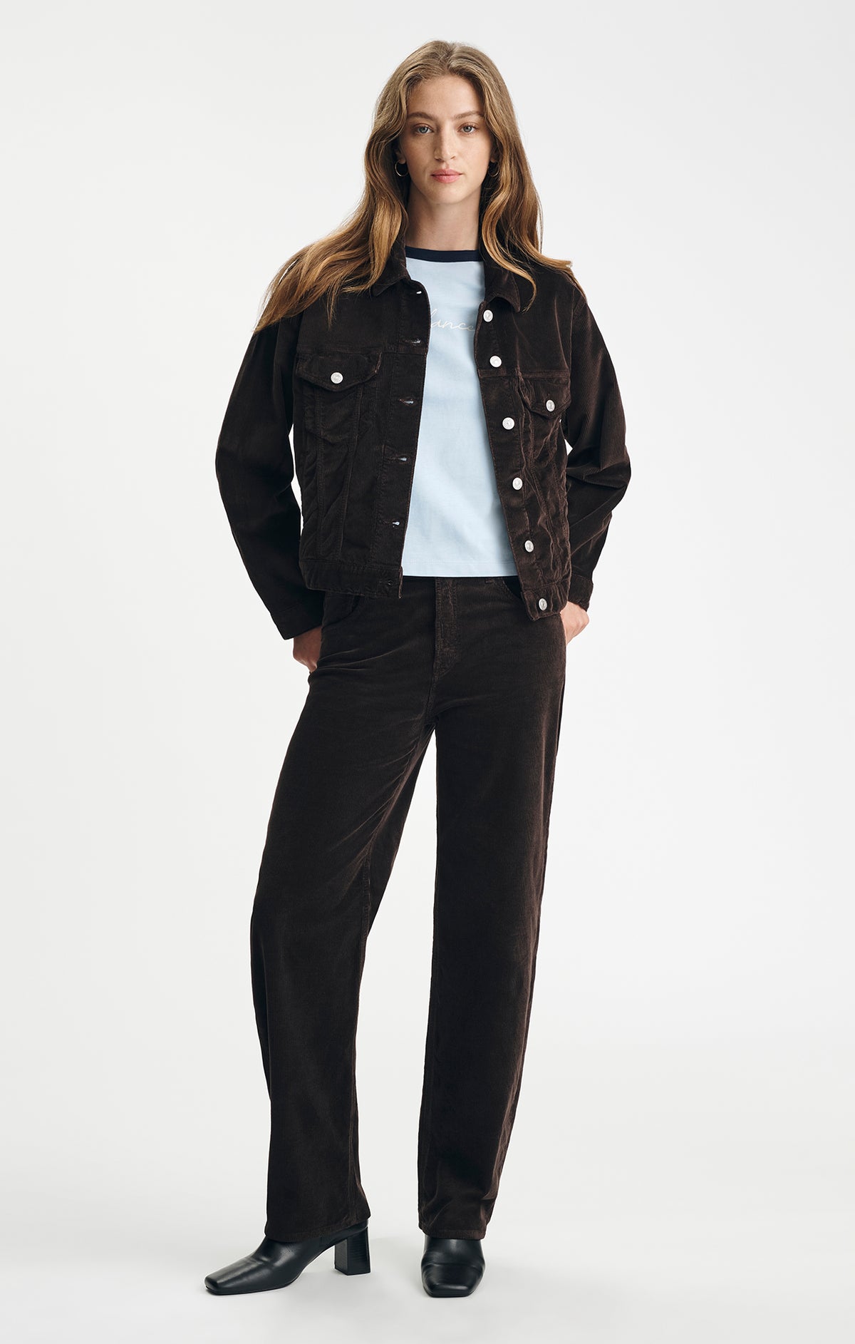 RUBY JACKET IN DARK CHOCOLATE CORD - Mavi Jeans
