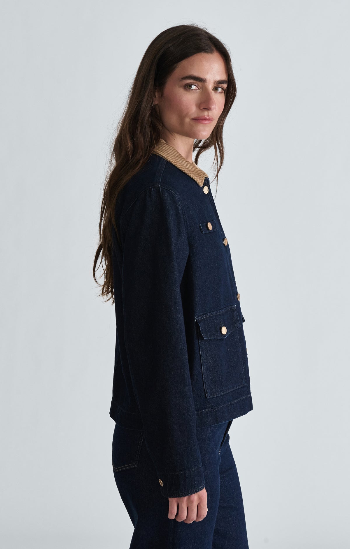 BETSY DENIM MILITARY JACKET IN RINSE GOLD PREMIUM - Mavi Jeans