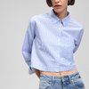 CROPPED BUTTON-UP SHIRT IN LIGHT BLUE STRIPED - Mavi Jeans