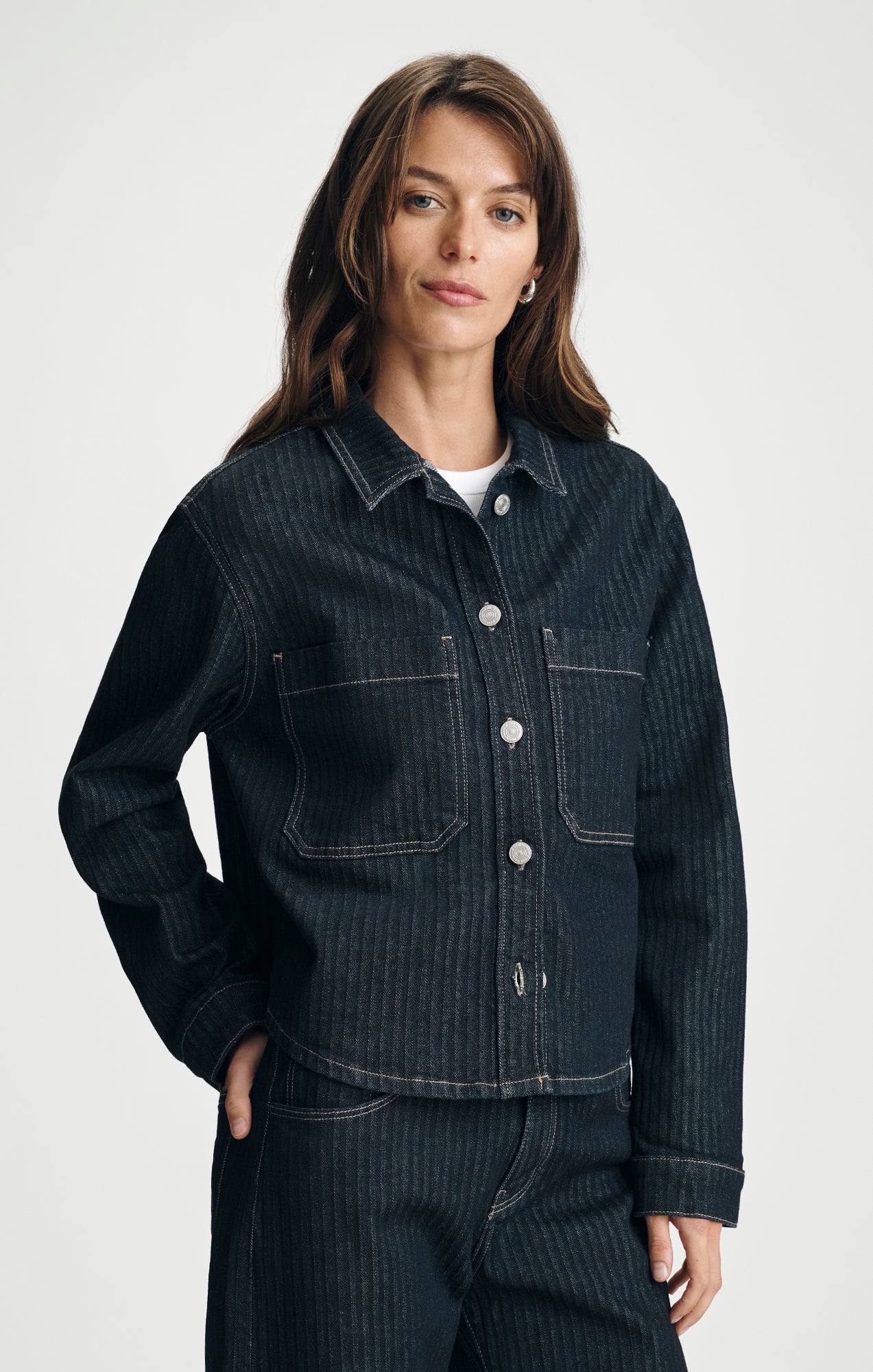 NORINA CROPPED DENIM OVERSHIRT IN DARK DENIM - Mavi Jeans