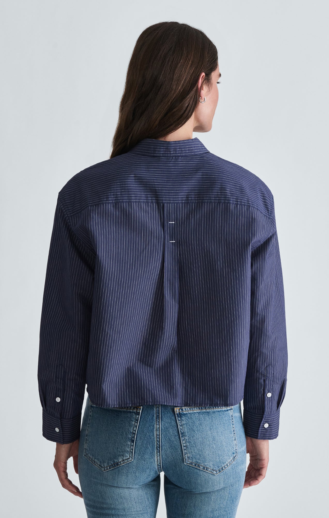 LONG SLEEVE WOVEN SHIRT IN NAVY STRIPED - Mavi Jeans