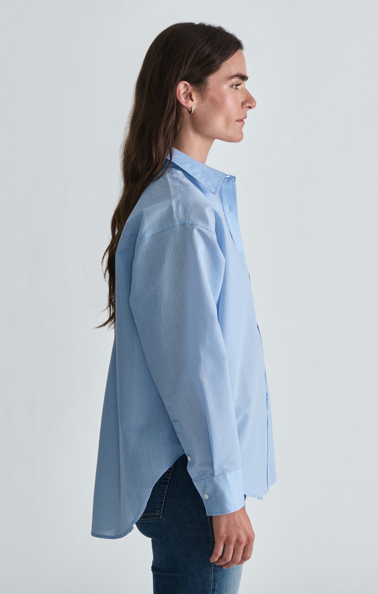 LONG SLEEVE WOVEN SHIRT IN BLUE STRIPED - Mavi Jeans