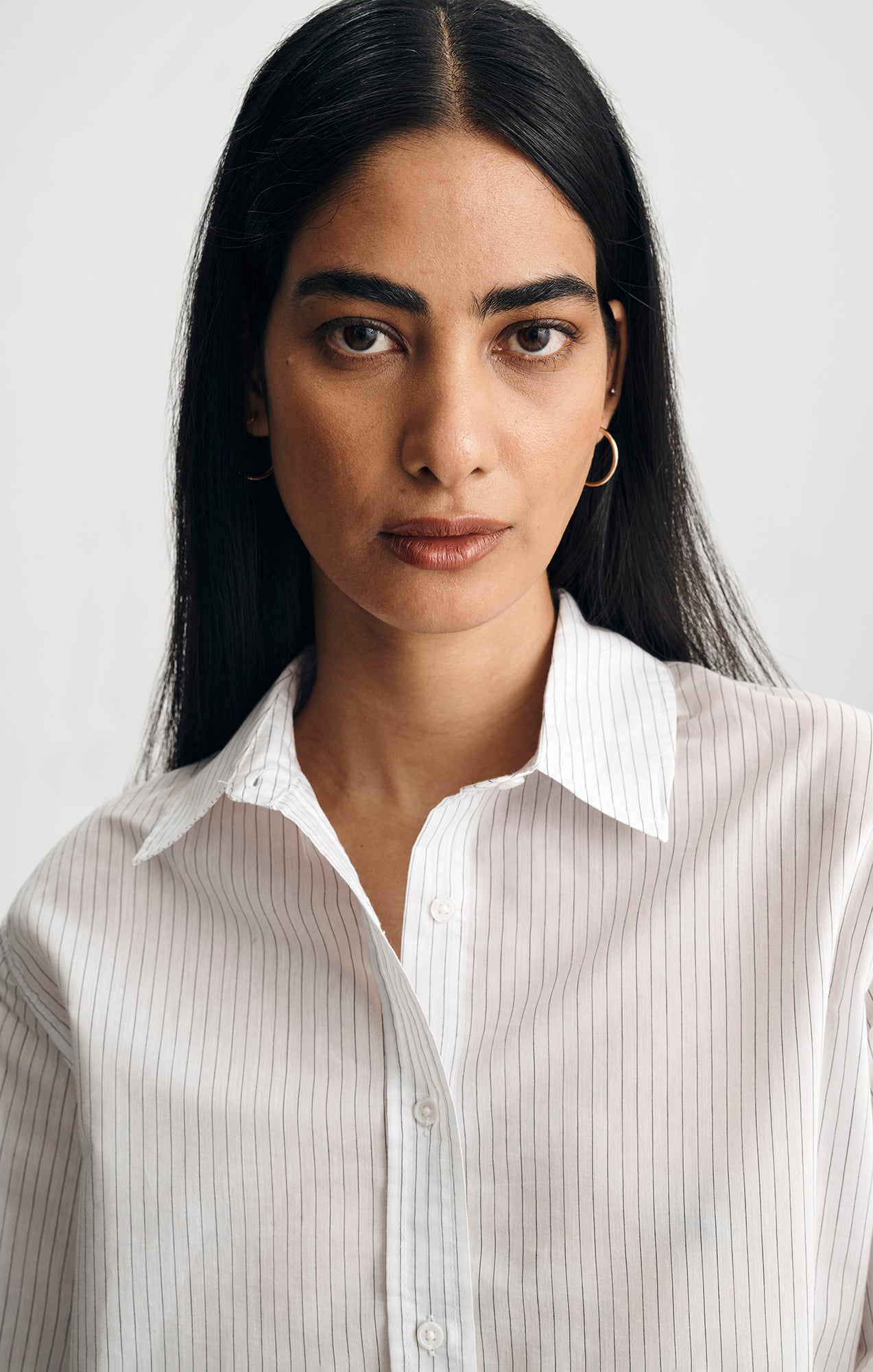 LONG SLEEVE WOVEN SHIRT IN BLACK WHITE STRIPE - Mavi Jeans