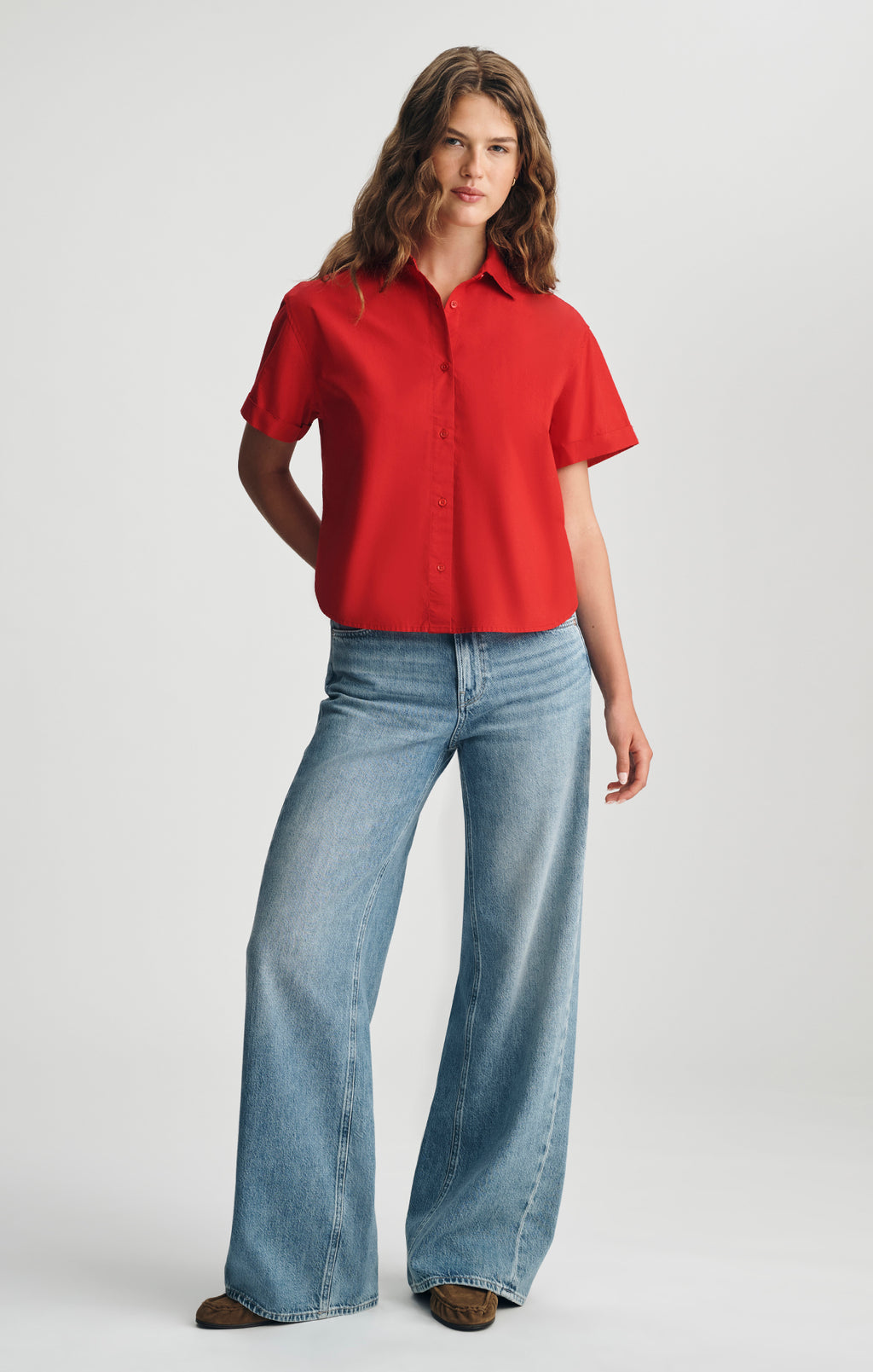 SHORT SLEEVE SHIRT IN EQUESTRIAN RED - Mavi Jeans