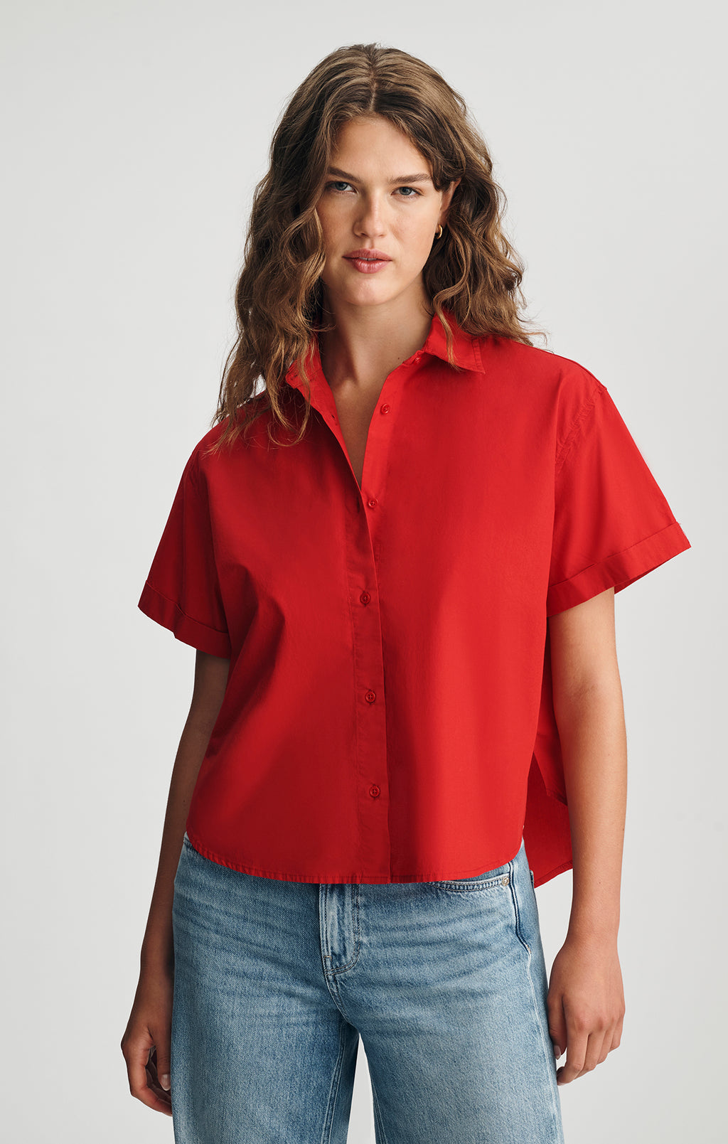 SHORT SLEEVE SHIRT IN EQUESTRIAN RED - Mavi Jeans
