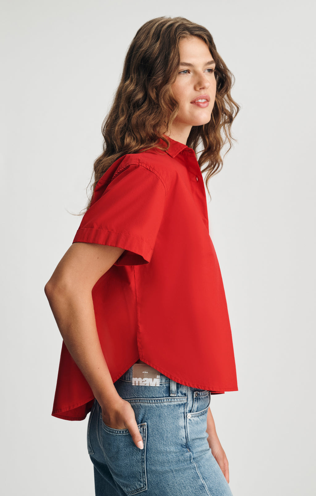 SHORT SLEEVE SHIRT IN EQUESTRIAN RED - Mavi Jeans