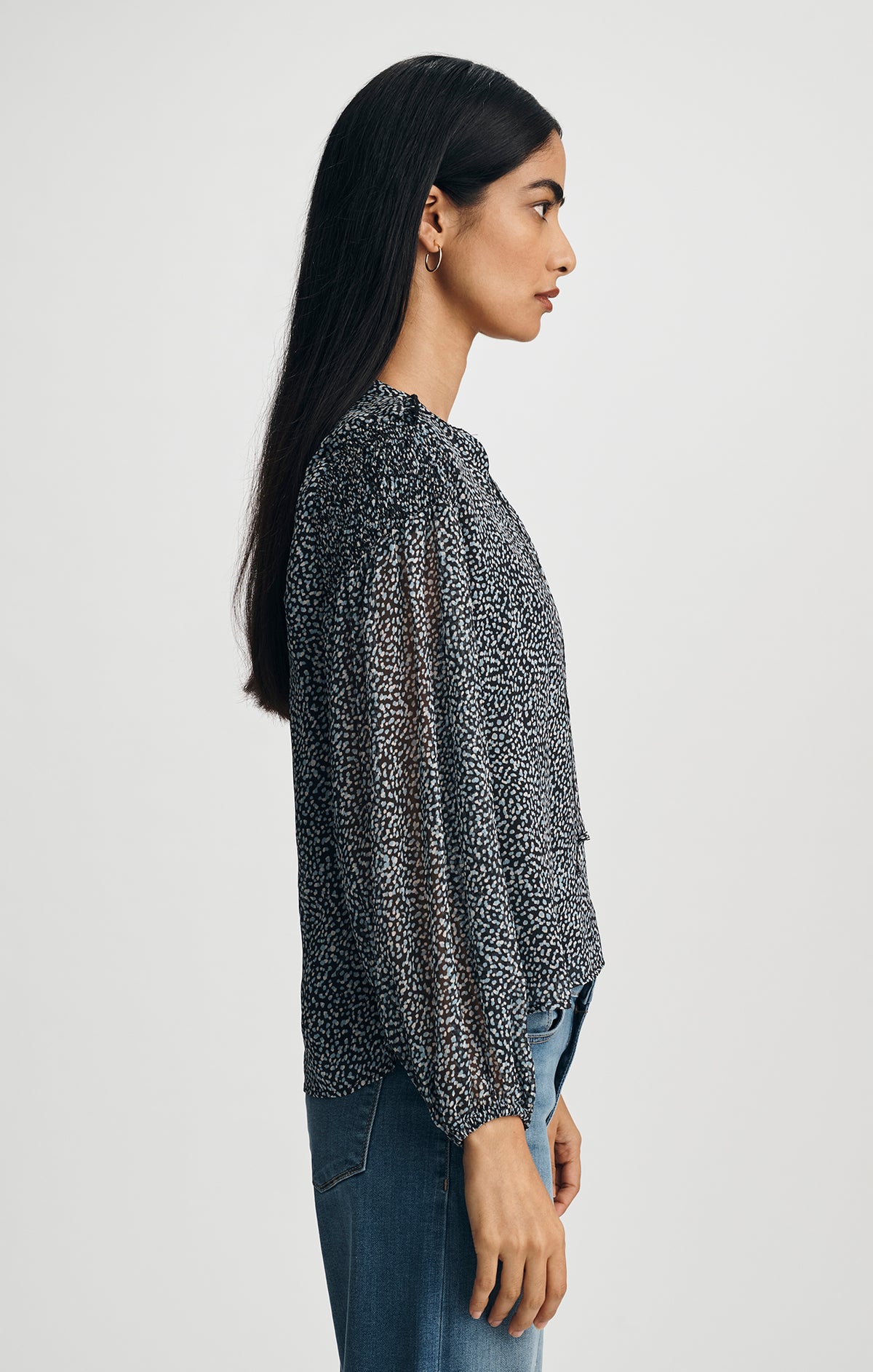 WOVEN TIE-FRONT SHIRT IN MINI DOT PRINT - Mavi Jeans