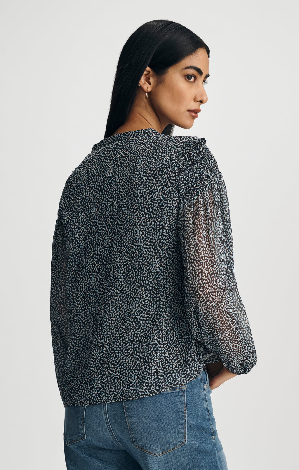WOVEN TIE-FRONT SHIRT IN MINI DOT PRINT - Mavi Jeans