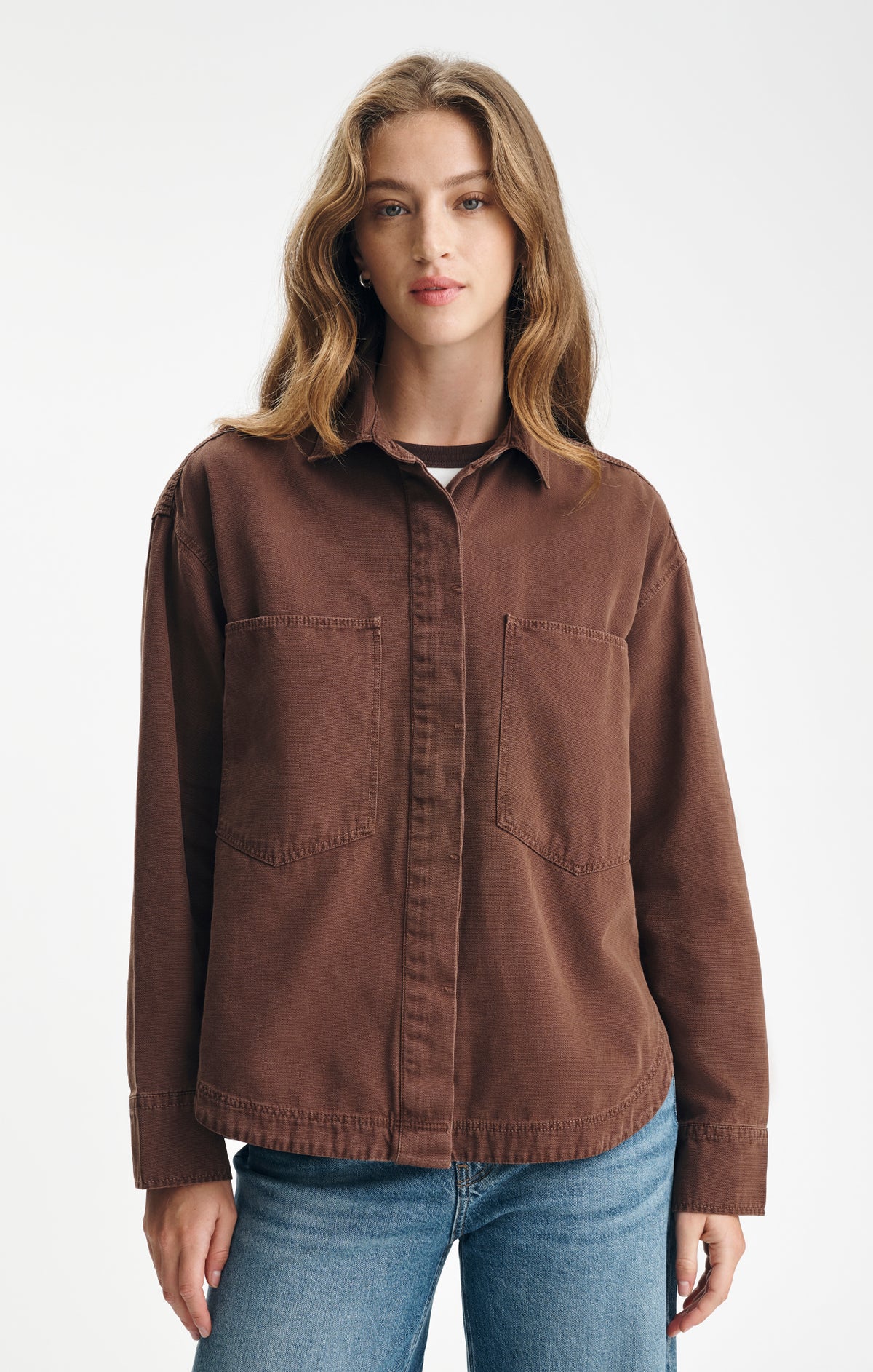 OVERSIZED DOUBLE POCKET OVERSHIRT IN CHICORY COFFEE - Mavi Jeans