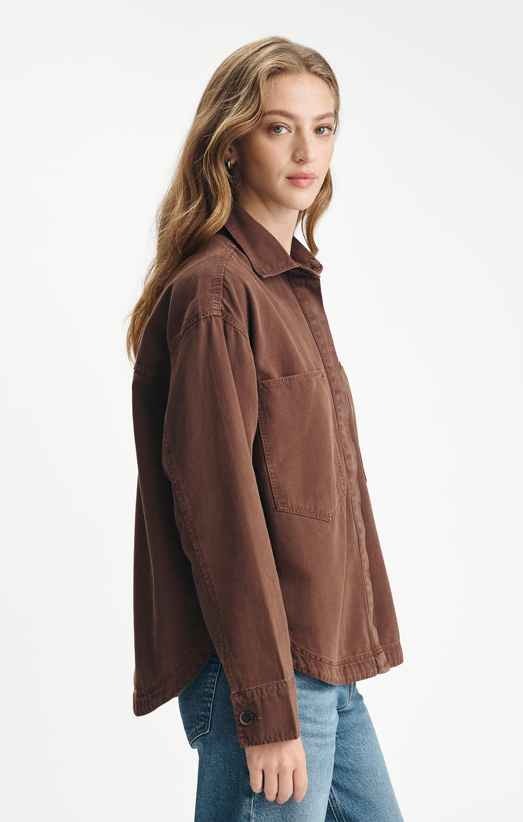 OVERSIZED DOUBLE POCKET OVERSHIRT IN CHICORY COFFEE - Mavi Jeans