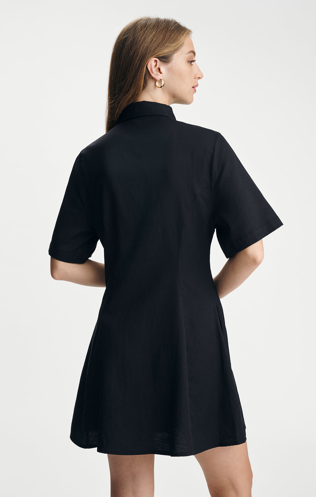 PLEATED MIDI SHIRTDRESS IN BLACK - Mavi Jeans