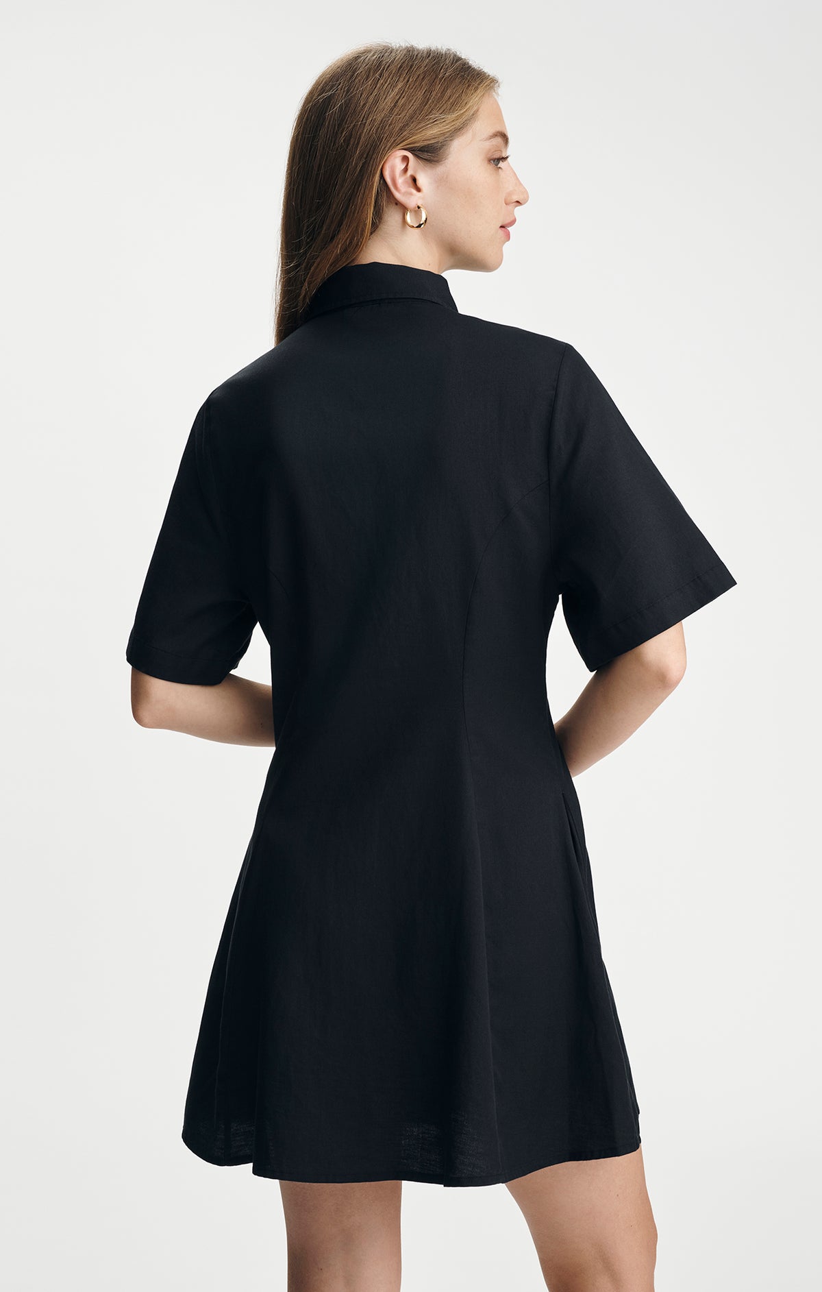 PLEATED MIDI SHIRTDRESS IN BLACK - Mavi Jeans