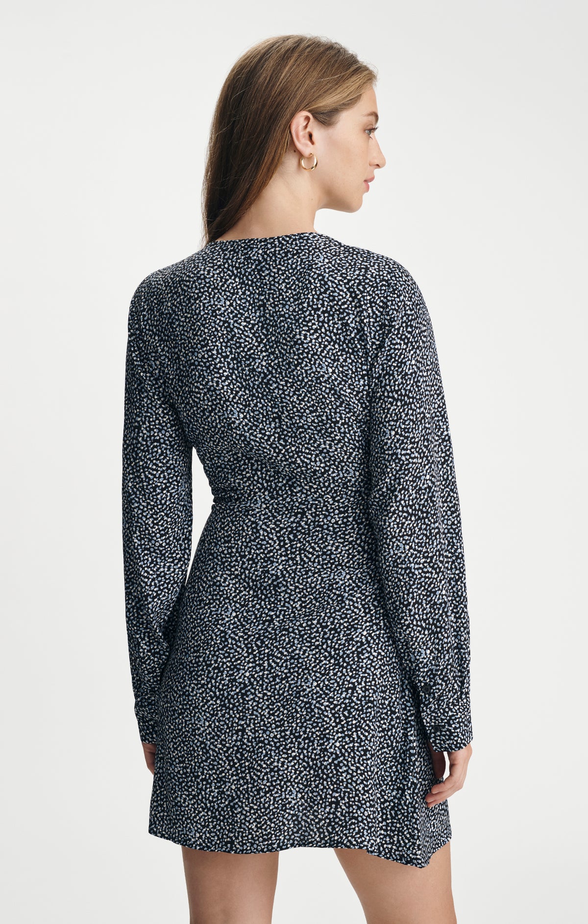 SURPLICE MIDI DRESS IN MINI DOT PRINT - Mavi Jeans