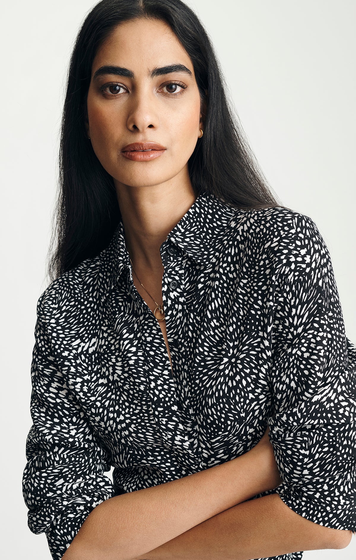 MAXI SHIRTDRESS IN BLACK WHITE PRINT - Mavi Jeans