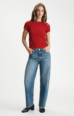 LAYLA RIBBED BABY T-SHIRT IN SAVVY RED - Mavi Jeans
