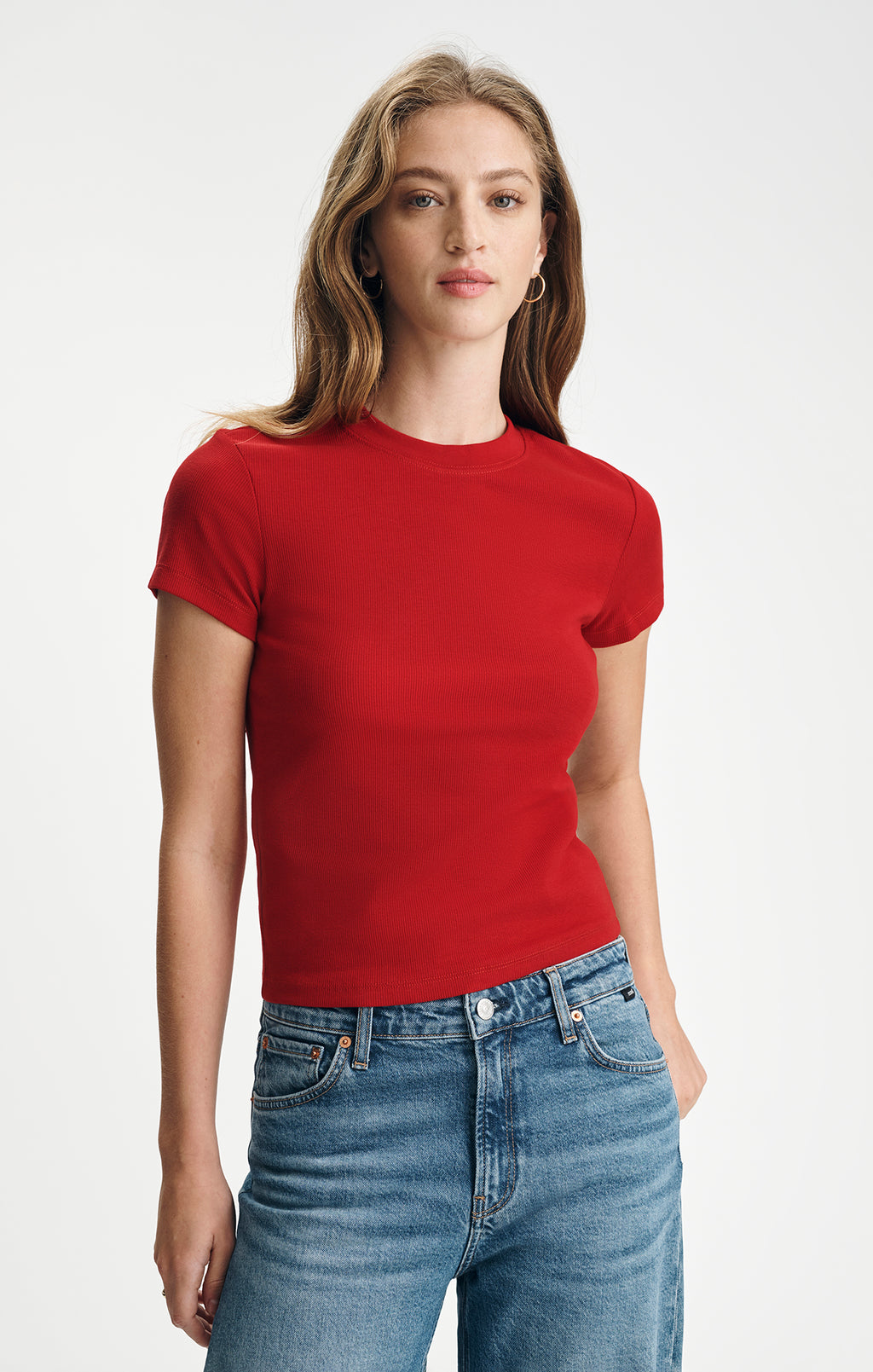 LAYLA RIBBED BABY T-SHIRT IN SAVVY RED - Mavi Jeans