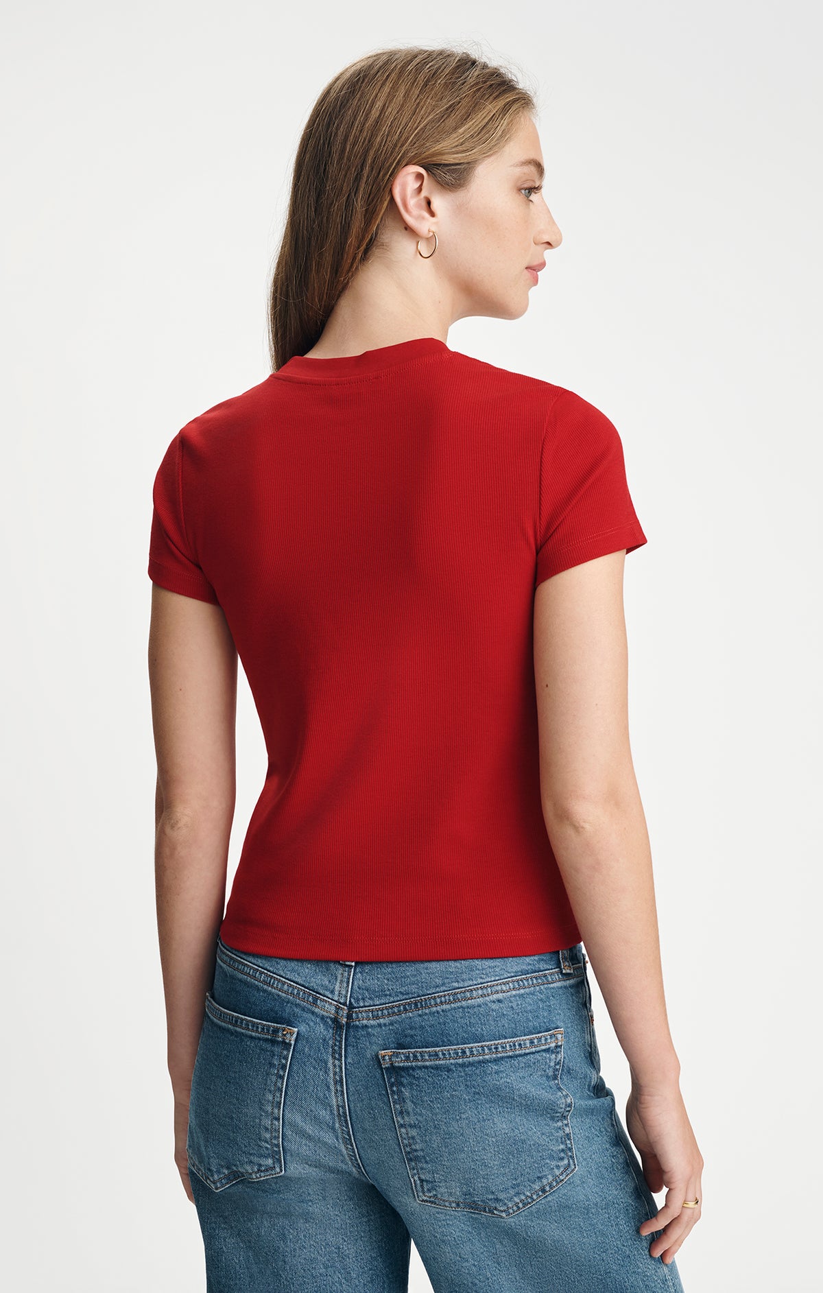 LAYLA RIBBED BABY T-SHIRT IN SAVVY RED - Mavi Jeans