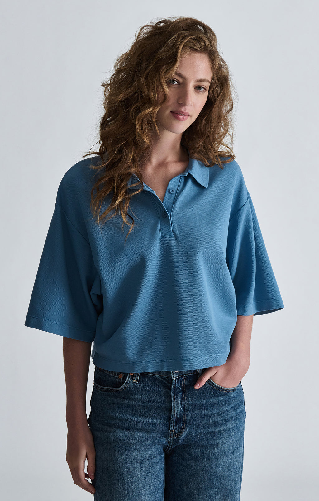 PIQUE POLO T-SHIRT IN CYANEUS - Mavi Jeans