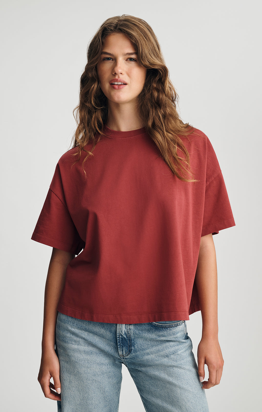 OVERSIZED CREW NECK T-SHIRT IN ROSEWOOD - Mavi Jeans
