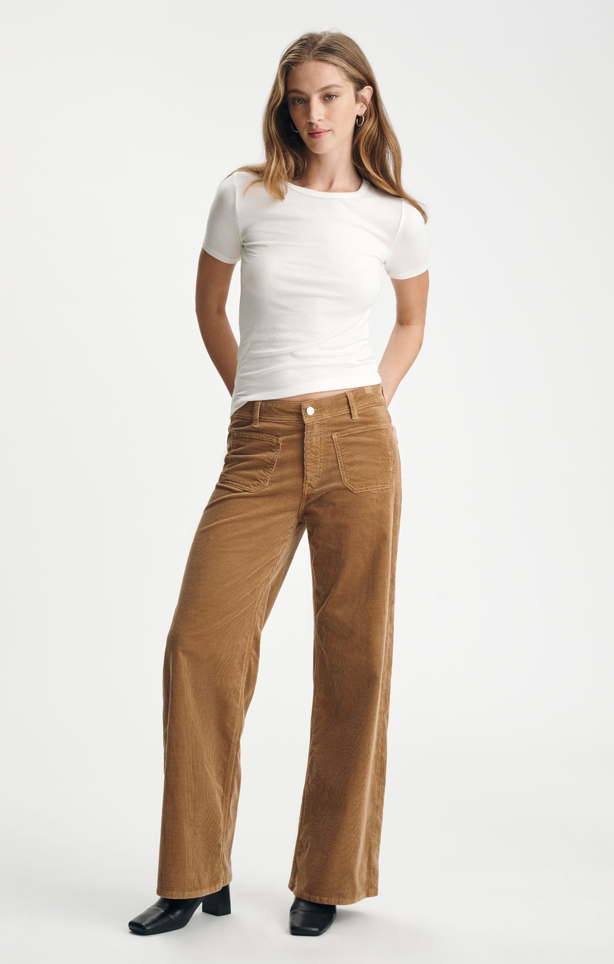 RIBBED CREW NECK T-SHIRT IN WHITE ALYSSUM - Mavi Jeans