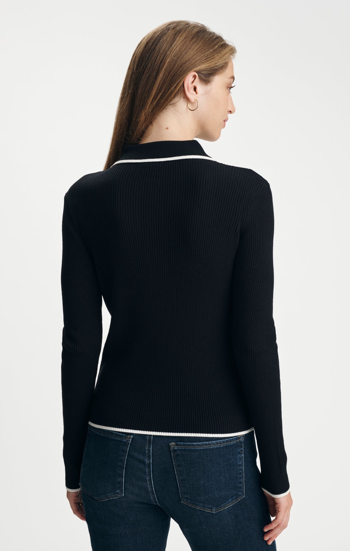 TIPPED POLO SWEATER IN BLACK - Mavi Jeans