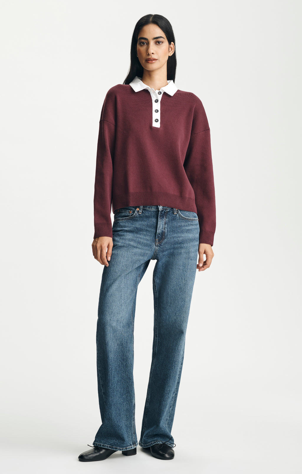 POLO SWEATER IN WINDSOR WINE - Mavi Jeans