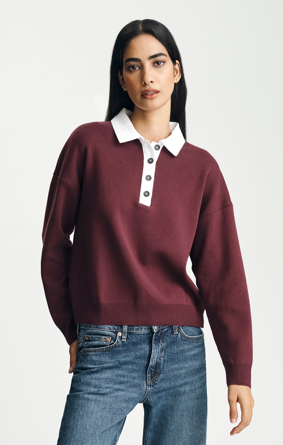 POLO SWEATER IN WINDSOR WINE - Mavi Jeans