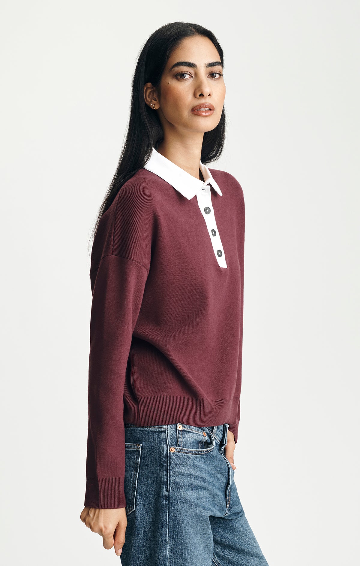 POLO SWEATER IN WINDSOR WINE - Mavi Jeans