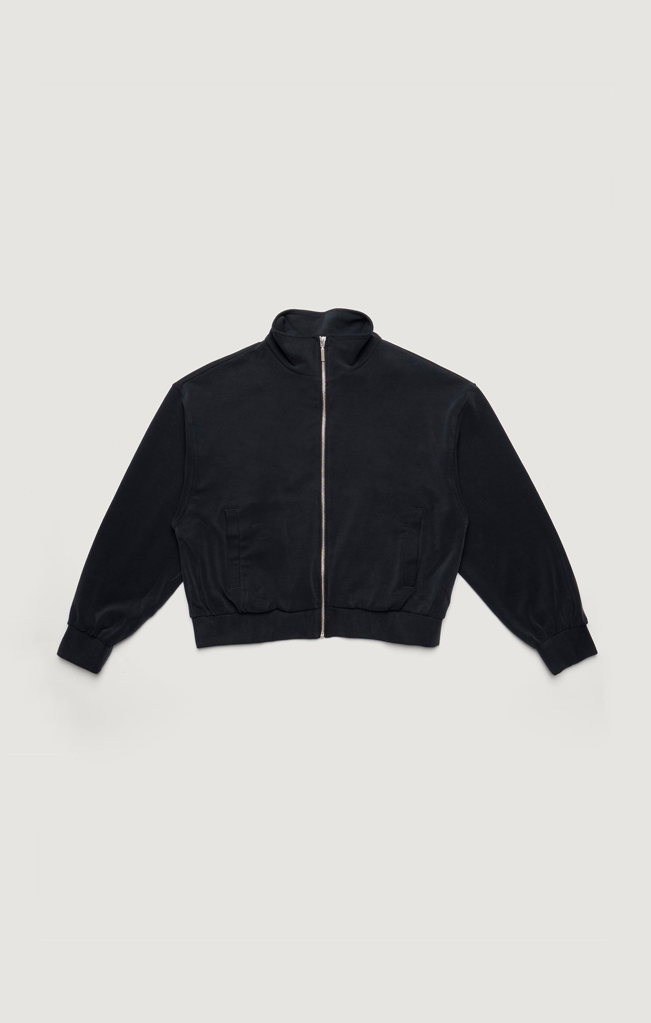 SPORTY LUXE TENCEL™ FULL ZIP SWEATSHIRT IN BLACK - Mavi Jeans