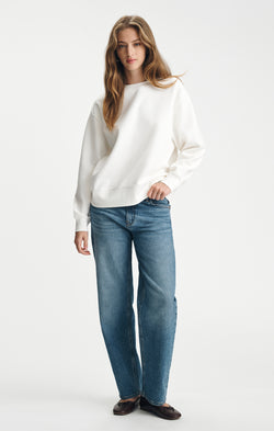 PIQUE CREW NECK SWEATSHIRT IN ANTIQUE WHITE - Mavi Jeans