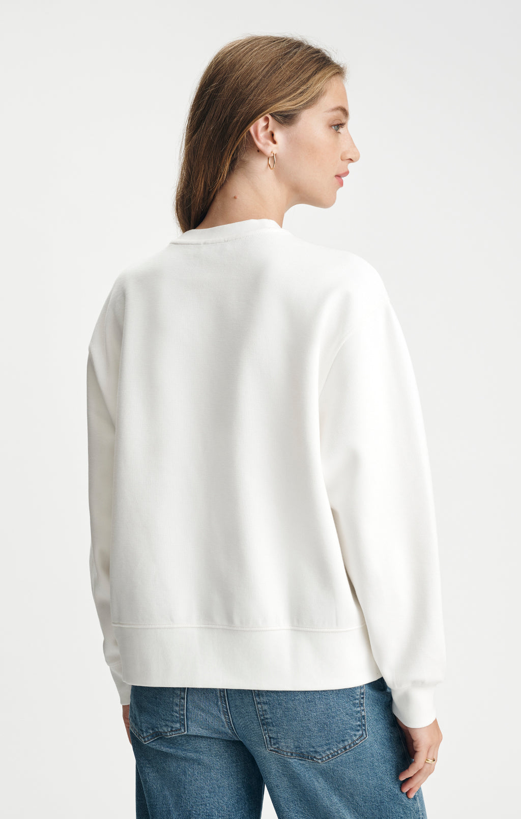 PIQUE CREW NECK SWEATSHIRT IN ANTIQUE WHITE - Mavi Jeans