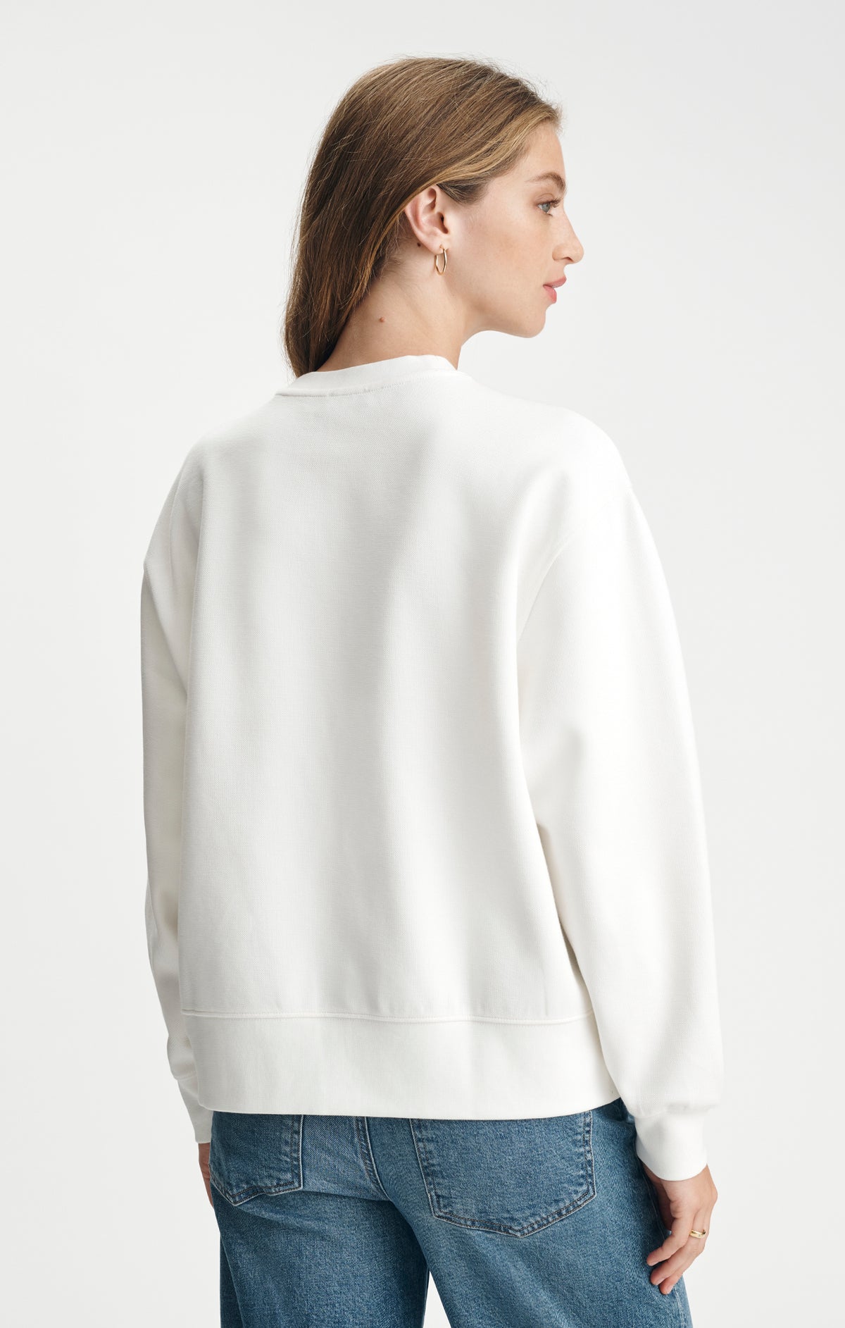 PIQUE CREW NECK SWEATSHIRT IN ANTIQUE WHITE - Mavi Jeans