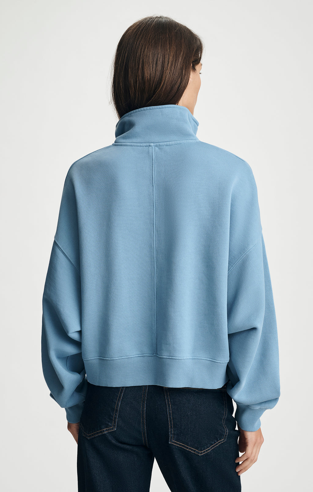 FLEECE FUNNEL NECK SWEATSHIRT IN CYANEUS - Mavi Jeans