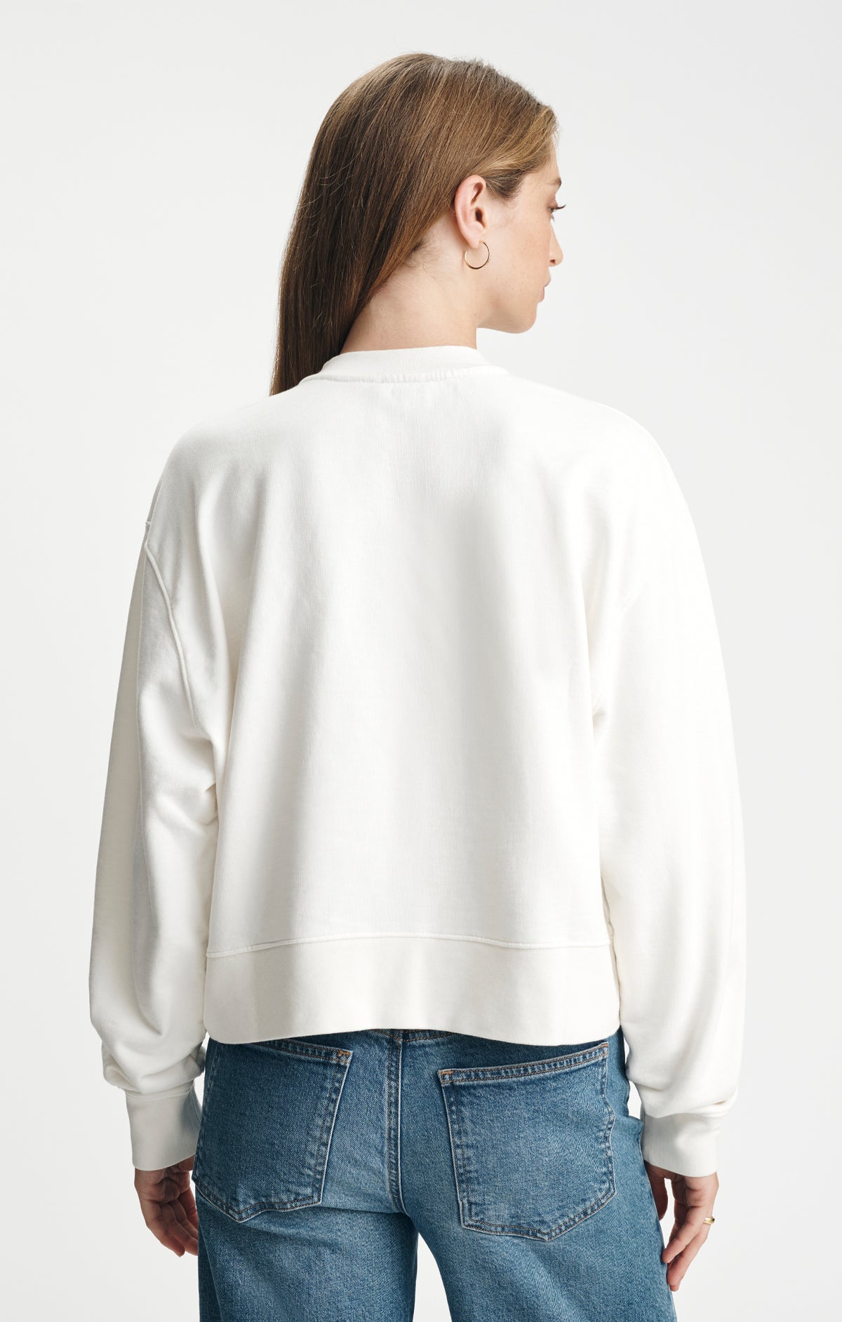 FLEECE HENLEY SWEATSHIRT IN ANTIQUE WHITE - Mavi Jeans