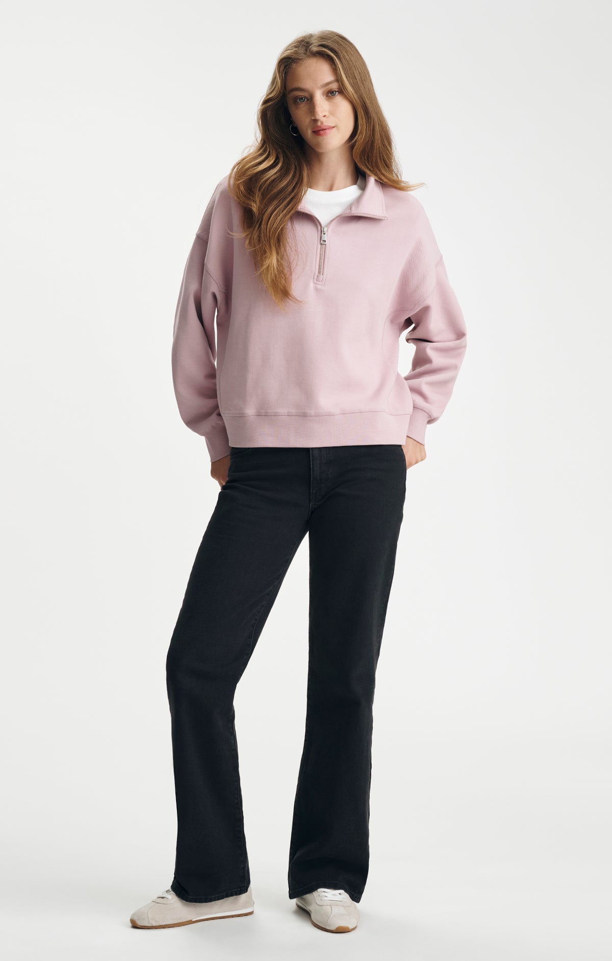 HALF ZIP SWEATSHIRT IN KEEPSAKE LILAC - Mavi Jeans