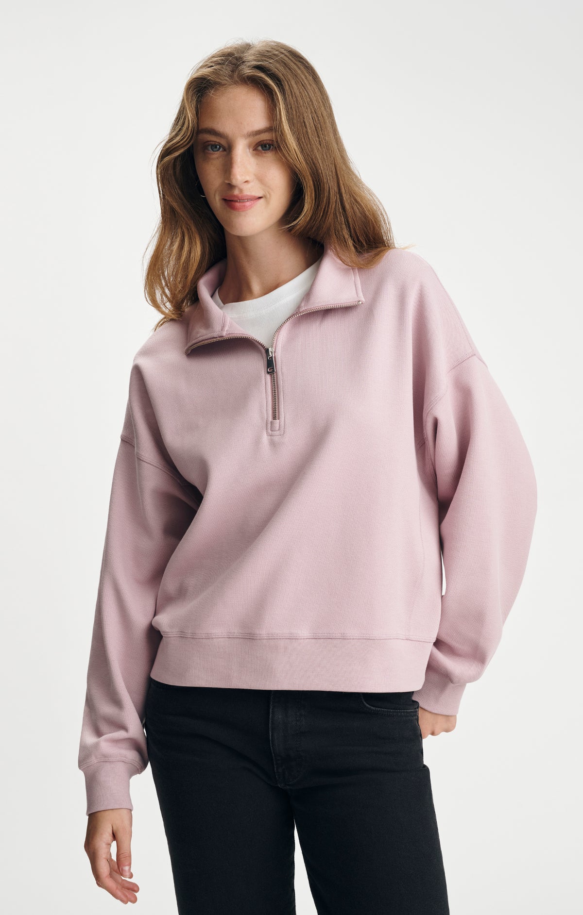 HALF ZIP SWEATSHIRT IN KEEPSAKE LILAC - Mavi Jeans