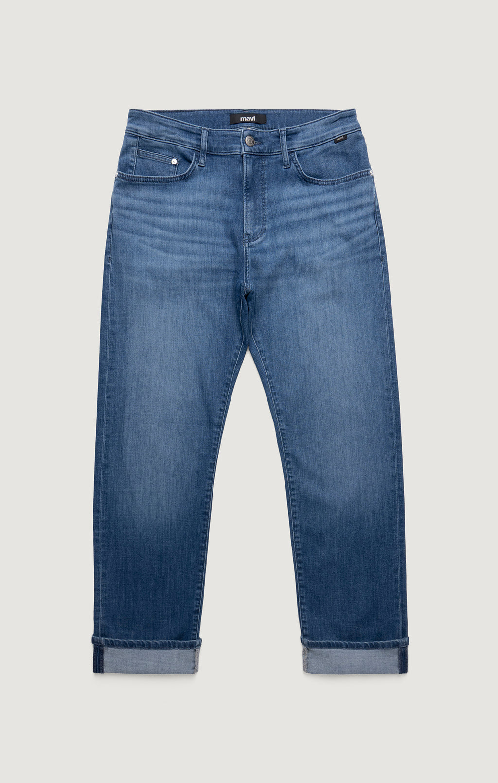 ZACH STRAIGHT LEG IN MID BRUSHED FEATHER BLUE - Mavi Jeans