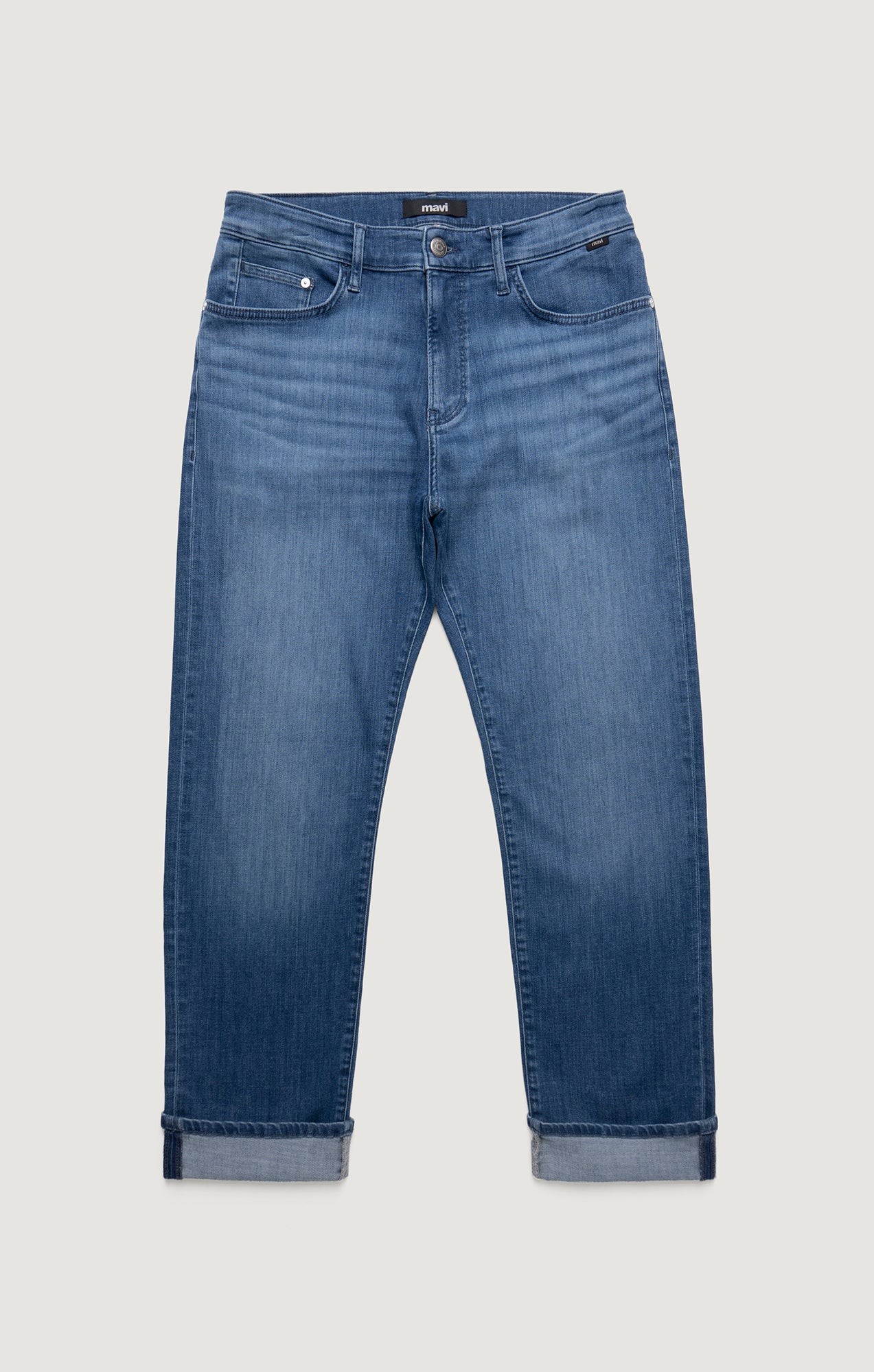 ZACH STRAIGHT LEG IN MID BRUSHED FEATHER BLUE - Mavi Jeans