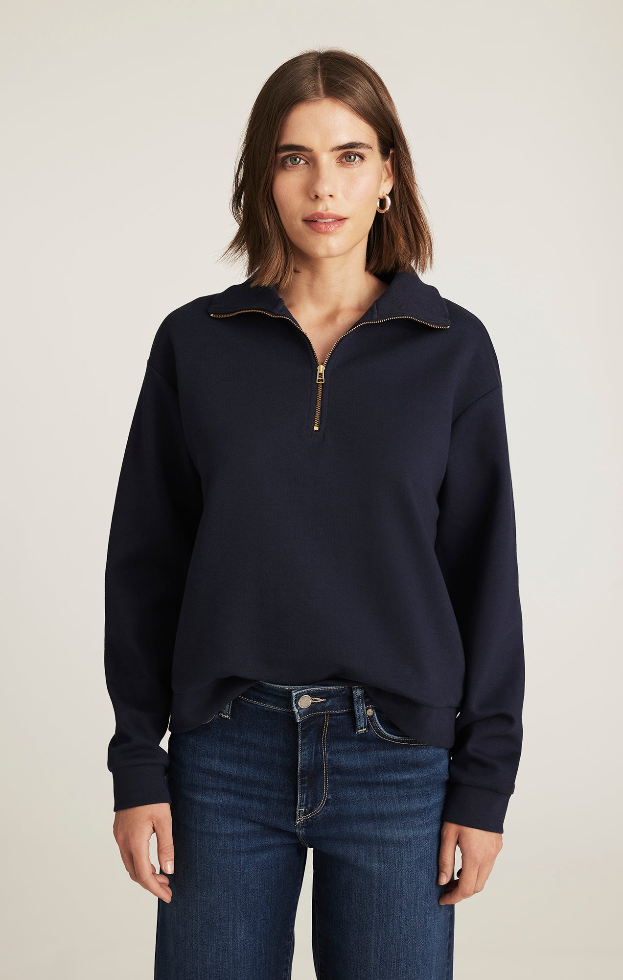 HALF ZIP SWEATSHIRT IN NAVY BLAZER - Mavi Jeans