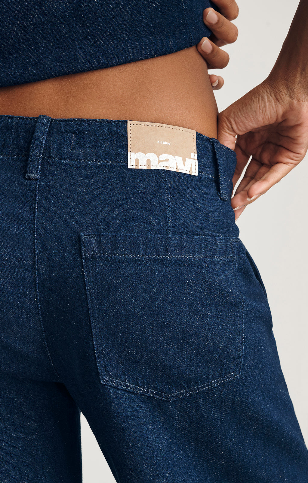 SIENA CHINO WIDE LEG IN DARK LINEN DENIM - Mavi Jeans