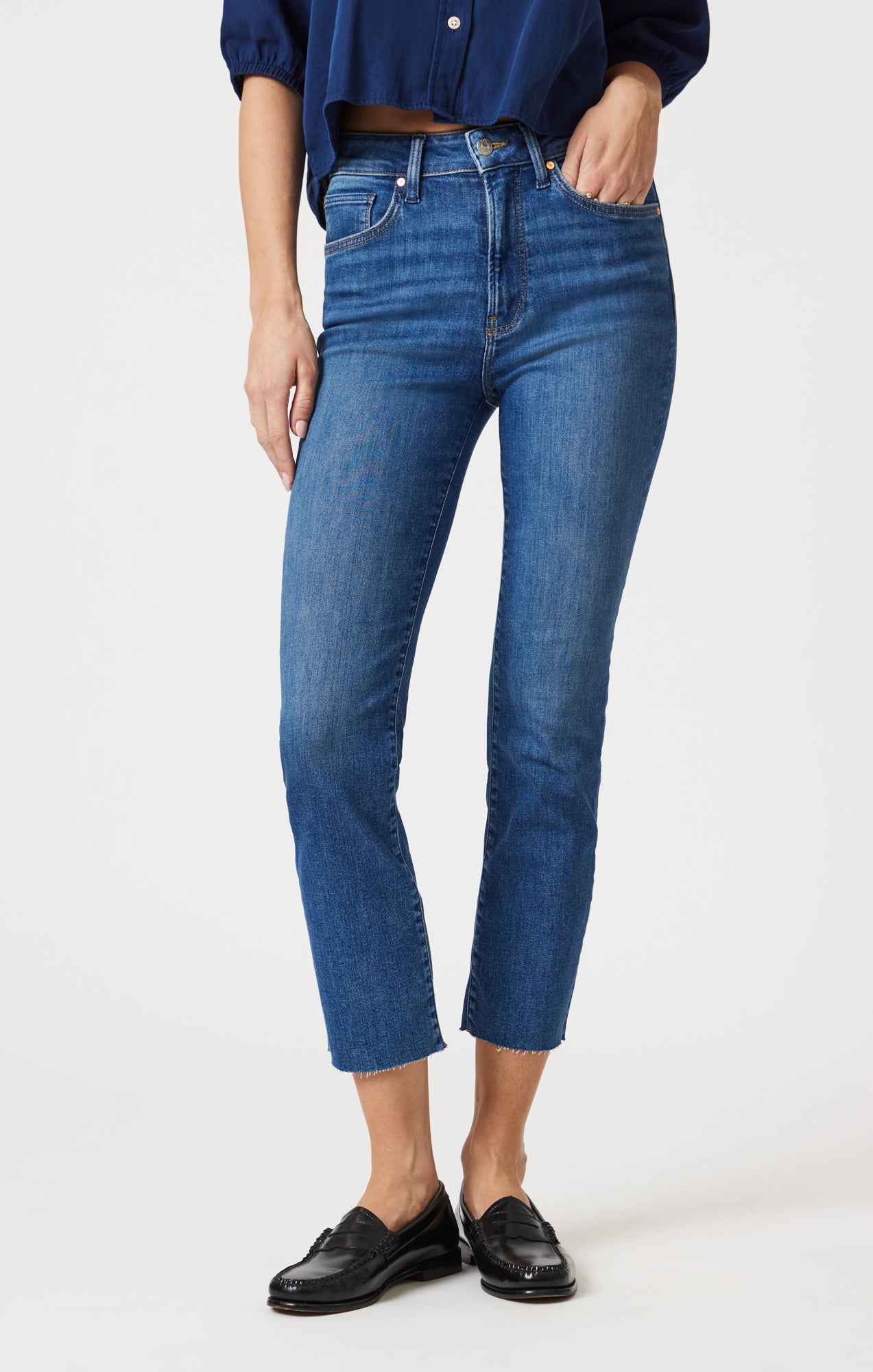 VIOLA STRAIGHT LEG IN MID BRUSHED FLEX BLUE - Mavi Jeans