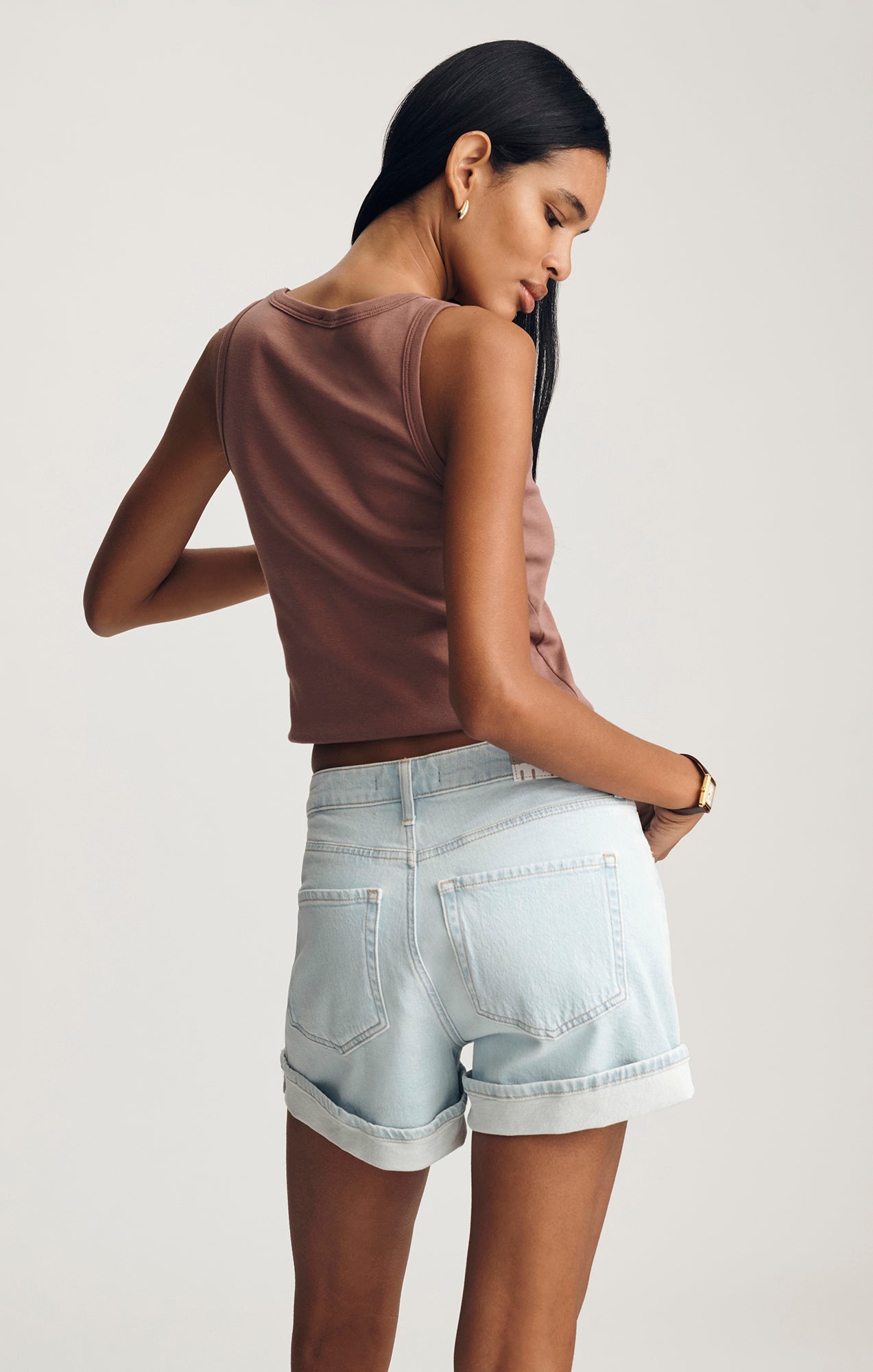 HEIDI CUFFED SHORTS IN BLEACH CLASSIC BLUE - Mavi Jeans