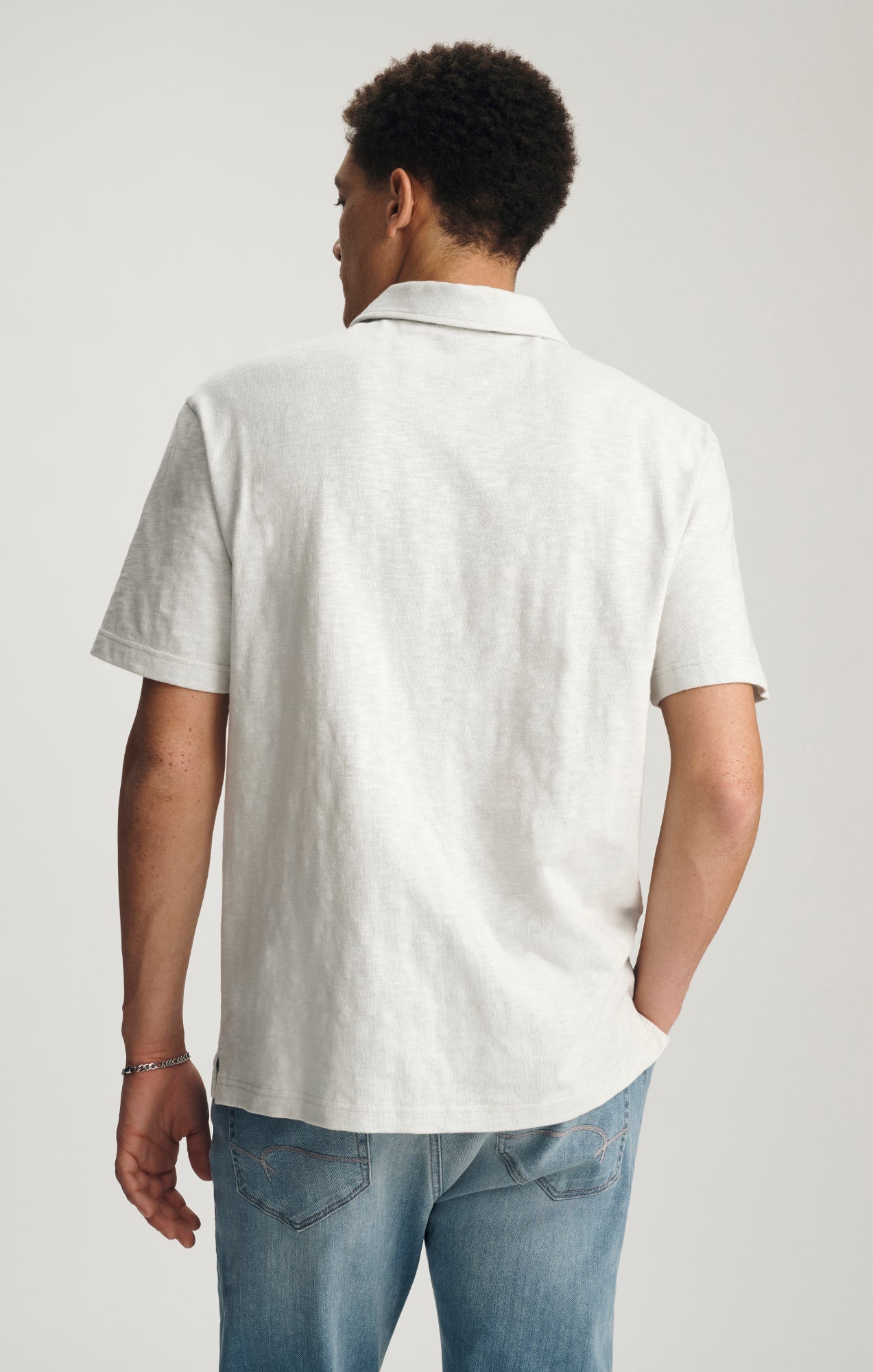 SLUB POLO T-SHIRT IN LUNAR ROCK