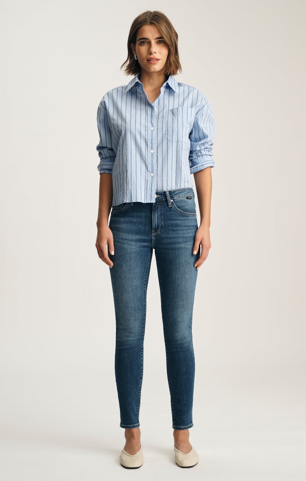 TESS SKINNY IN DARK BRUSHED FEATHER LUXE - Mavi Jeans